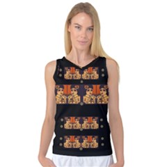 Geisha With Friends In Lotus Garden Having A Calm Evening Women s Basketball Tank Top by pepitasart