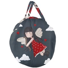 Cupid Girl Giant Round Zipper Tote by Valentinaart