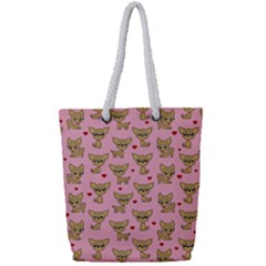 Chihuahua Pattern Full Print Rope Handle Tote (small) by Valentinaart