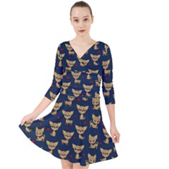 Chihuahua Pattern Quarter Sleeve Front Wrap Dress	 by Valentinaart