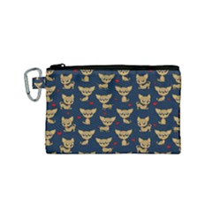 Chihuahua Pattern Canvas Cosmetic Bag (small) by Valentinaart