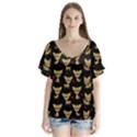 Chihuahua pattern V-Neck Flutter Sleeve Top View1