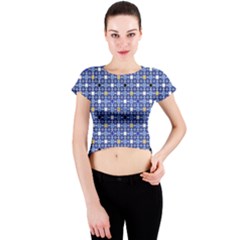 Persian Block Sky Crew Neck Crop Top by jumpercat