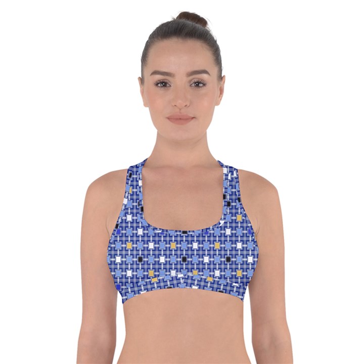 Persian Block Sky Cross Back Sports Bra