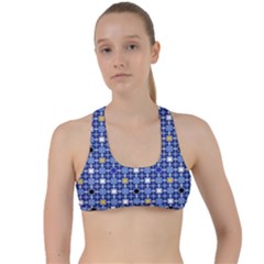 Persian Block Sky Criss Cross Racerback Sports Bra by jumpercat