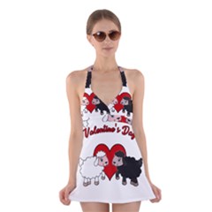 Valentines Day - Sheep  Halter Dress Swimsuit  by Valentinaart