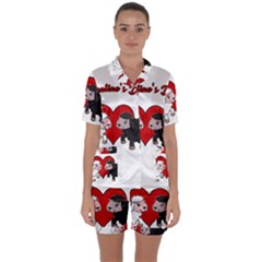 Valentines Day - Sheep  Satin Short Sleeve Pyjamas Set by Valentinaart