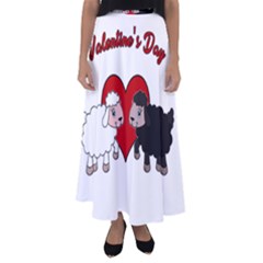 Valentines Day - Sheep  Flared Maxi Skirt by Valentinaart