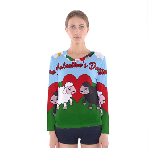 Valentines Day - Sheep  Women s Long Sleeve Tee by Valentinaart