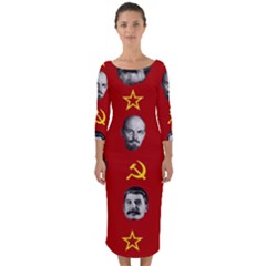 Communist Leaders Quarter Sleeve Midi Bodycon Dress by Valentinaart