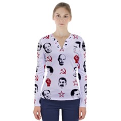 Communist Leaders V-neck Long Sleeve Top by Valentinaart