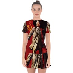 Lenin  Drop Hem Mini Chiffon Dress