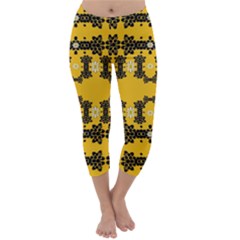 Ornate Circulate Is Festive In Flower Decorative Capri Winter Leggings  by pepitasart