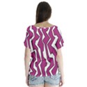 Electric Pink Polynoise V-Neck Flutter Sleeve Top View2