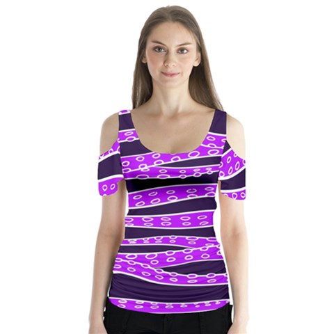 Purple Tentacles Butterfly Sleeve Cutout Tee  by jumpercat