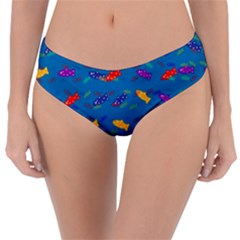 Fish Blue Background Pattern Texture Reversible Classic Bikini Bottoms by Nexatart