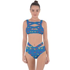 Fish Blue Background Pattern Texture Bandaged Up Bikini Set  by Nexatart