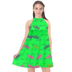 Fish Aquarium Underwater World Halter Neckline Chiffon Dress 