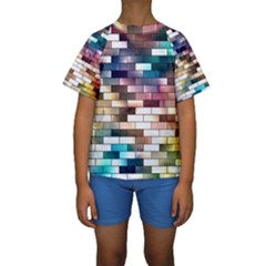 Background Wall Art Abstract Kids  Short Sleeve Swimwear