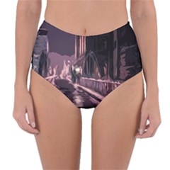 Texture Abstract Background City Reversible High-Waist Bikini Bottoms
