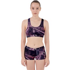 Texture Abstract Background City Work It Out Sports Bra Set