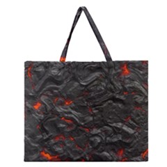 Rock Volcanic Hot Lava Burn Boil Zipper Large Tote Bag by Nexatart