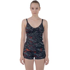 Rock Volcanic Hot Lava Burn Boil Tie Front Two Piece Tankini by Nexatart