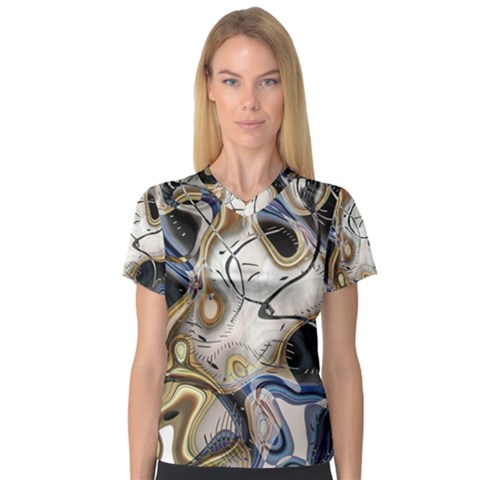 Time Abstract Dali Symbol Warp V-neck Sport Mesh Tee by Nexatart