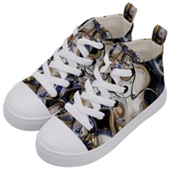 Time Abstract Dali Symbol Warp Kid s Mid-top Canvas Sneakers by Nexatart