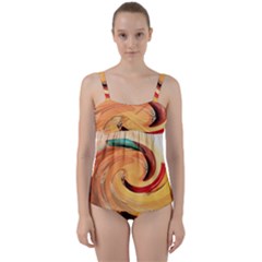 Spiral Abstract Colorful Edited Twist Front Tankini Set by Nexatart