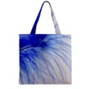 Feather Blue Colored Zipper Grocery Tote Bag View1