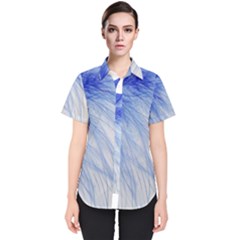 Feather Blue Colored Women s Short Sleeve Shirt