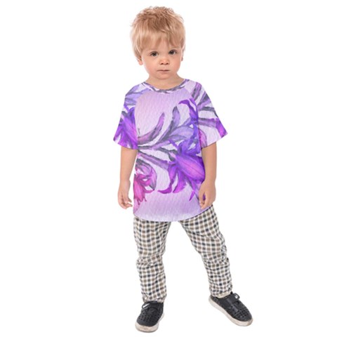 Flowers Flower Purple Flower Kids Raglan Tee by Nexatart