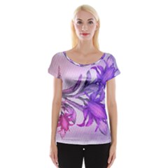 Flowers Flower Purple Flower Cap Sleeve Tops