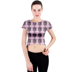 Three Women Pink Crew Neck Crop Top by snowwhitegirl