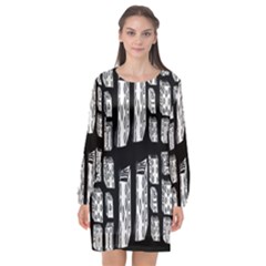 Numbers Cards 7898 Long Sleeve Chiffon Shift Dress  by MRTACPANS