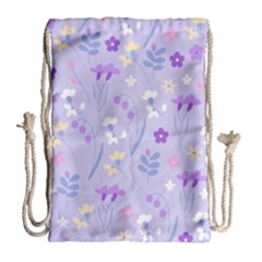 Violet,lavender,cute,floral,pink,purple,pattern,girly,modern,trendy Drawstring Bag (large) by NouveauDesign