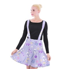 Violet,lavender,cute,floral,pink,purple,pattern,girly,modern,trendy Suspender Skater Skirt by NouveauDesign