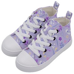 Violet,lavender,cute,floral,pink,purple,pattern,girly,modern,trendy Kid s Mid-top Canvas Sneakers by NouveauDesign