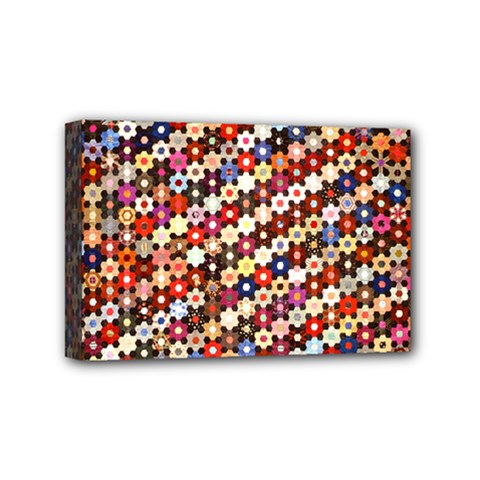 Mosaic Pattern Quilt Pattern Mini Canvas 6  X 4  (stretched) by paulaoliveiradesign