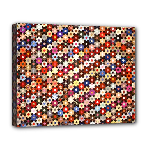 Mosaic Pattern Quilt Pattern Deluxe Canvas 20  X 16  (stretched) by paulaoliveiradesign
