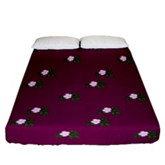 Pink Flowers Magenta Big Fitted Sheet (queen Size) by snowwhitegirl