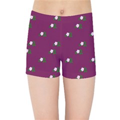 Pink Flowers Magenta Big Kids Sports Shorts