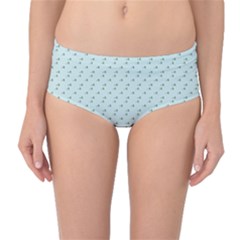 Pink Flowers Blue Mid-waist Bikini Bottoms