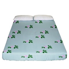 Pink Flowers Blue Big Fitted Sheet (king Size)