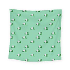 Pink Flowers Green Big Square Tapestry (small) by snowwhitegirl