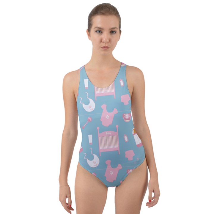 baby pattern Cut-Out Back One Piece Swimsuit