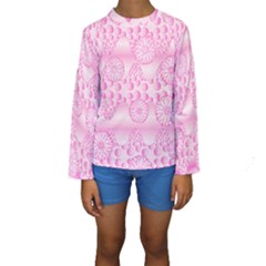 Amoebaflowerspink Kids  Long Sleeve Swimwear by CosmicEsoteric