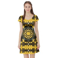 Ornate Circulate Is Festive In A Flower Wreath Decorative Short Sleeve Skater Dress by pepitasart