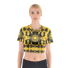 Ornate Circulate Is Festive In A Flower Wreath Decorative Cotton Crop Top by pepitasart